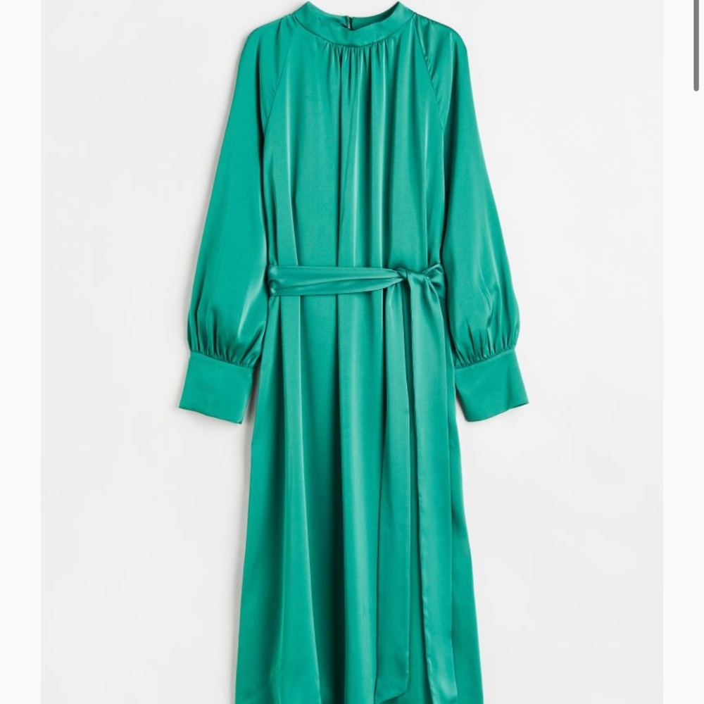 Tie-belt Satin Dress